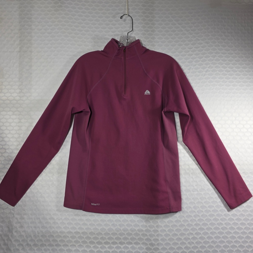 Nike ACG Womens Fit Dry Quarter Zip Pullover Berry Purple Mock Neck Size M